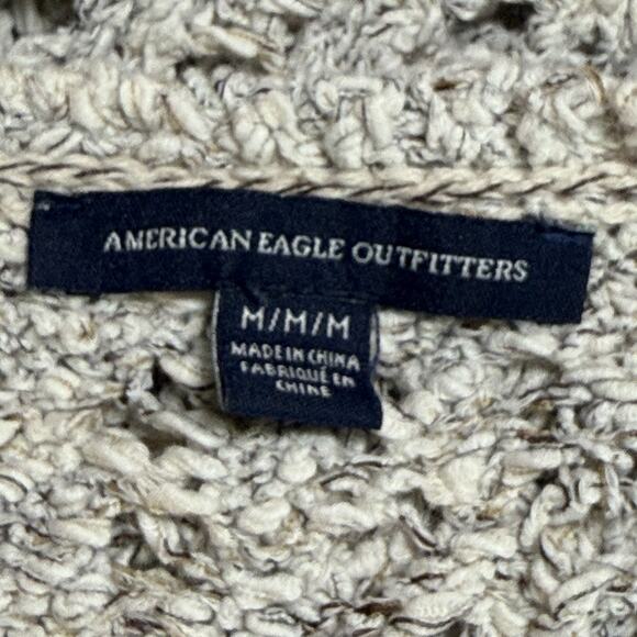 American Eagle Chunky Open Knit Pullover Sweater Size M Womens Oatmeal Color - Picture 7 of 8